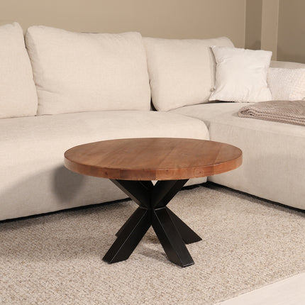 Salontafel rond walnoot mangohout 70cm Jesse