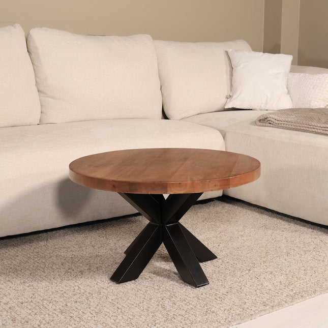 Salontafel rond walnoot mangohout 70cm Jesse