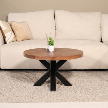 Salontafel rond walnoot mangohout 70cm Jesse