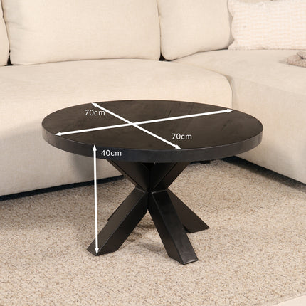 Salontafel rond zwart mangohout 70cm Jesse
