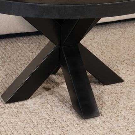 Salontafel rond zwart mangohout 70cm Jesse