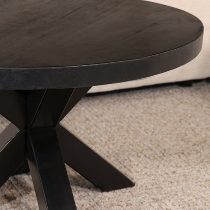 Salontafel rond zwart mangohout 70cm Jesse