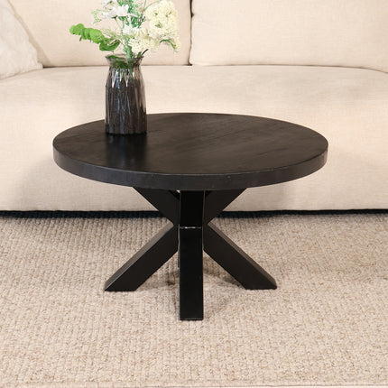Salontafel rond zwart mangohout 70cm Jesse