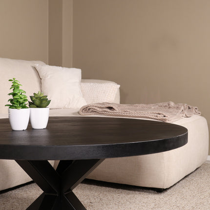 Tweedekans model: Salontafel rond zwart mangohout 90cm Jesse