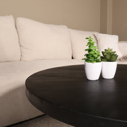 Tweedekans model: Salontafel rond zwart mangohout 90cm Jesse