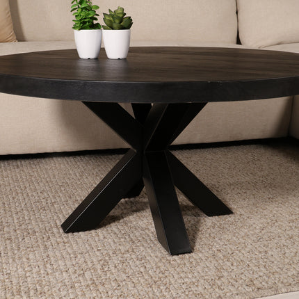 Tweedekans model: Salontafel rond zwart mangohout 90cm Jesse