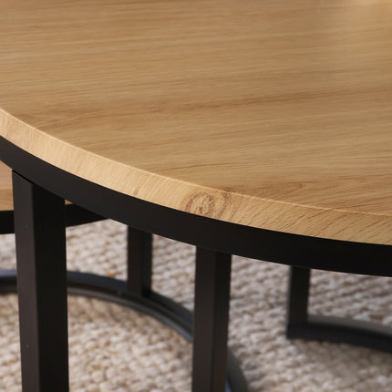 Salontafel rond 2delig lichtbruin MDF Rutger