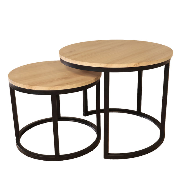 Salontafel rond 2delig lichtbruin MDF Rutger