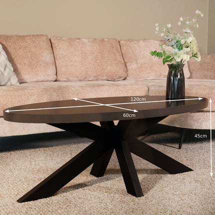 Salontafel ovaal donker walnoot melamine 120cm Denzel