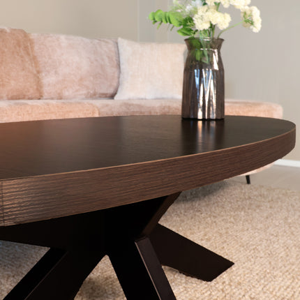 Salontafel ovaal donker walnoot melamine 120cm Denzel