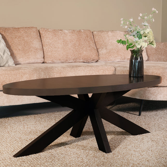 Salontafel ovaal donker walnoot melamine 120cm Denzel
