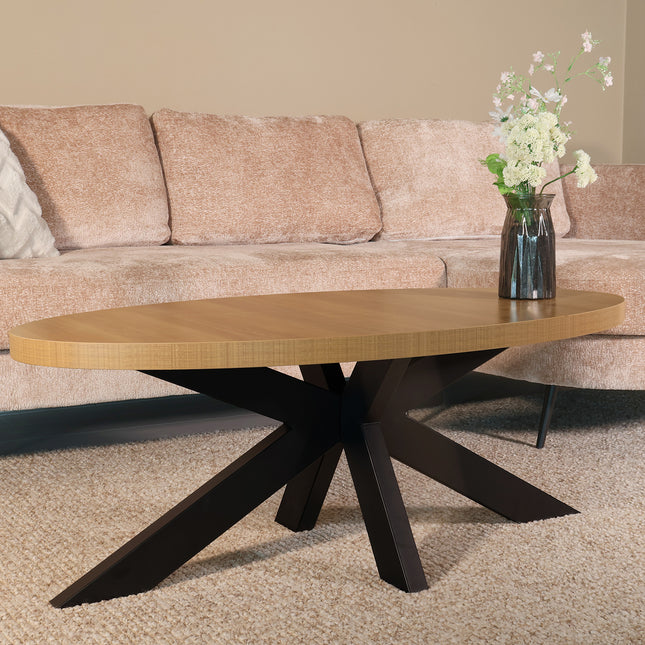 Salontafel ovaal lichtbruin melamine 120cm Denzel