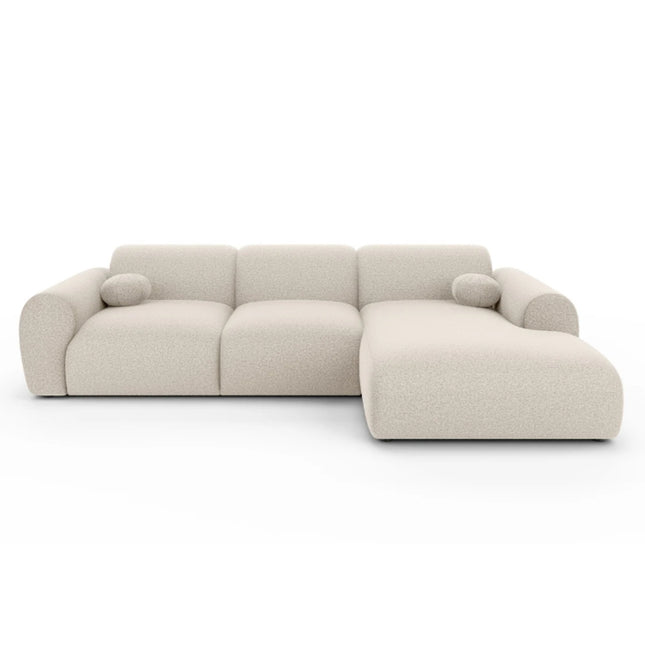 Hoekbank Neva 300cm chenille gebroken wit rechts