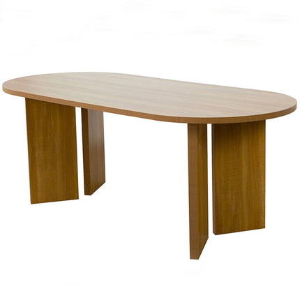 Eettafel Japandi ovaal 220cm lichtbruin melamine Hano