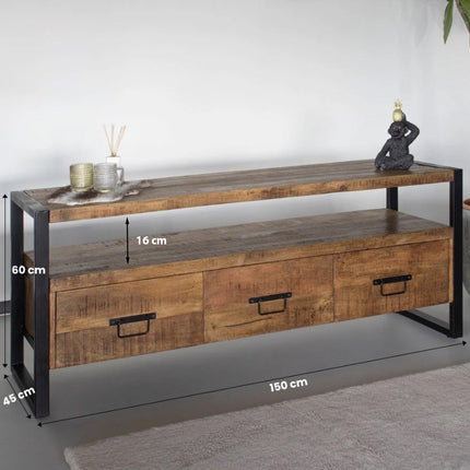 Tv meubel bruin mangohout 150cm Ilse