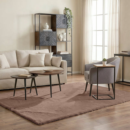 Vloerkleed taupe 200x300cm hoogpolig