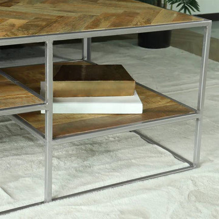 Salontafel visgraat rechthoekig lichtbruin mangohout 140cm Sofia