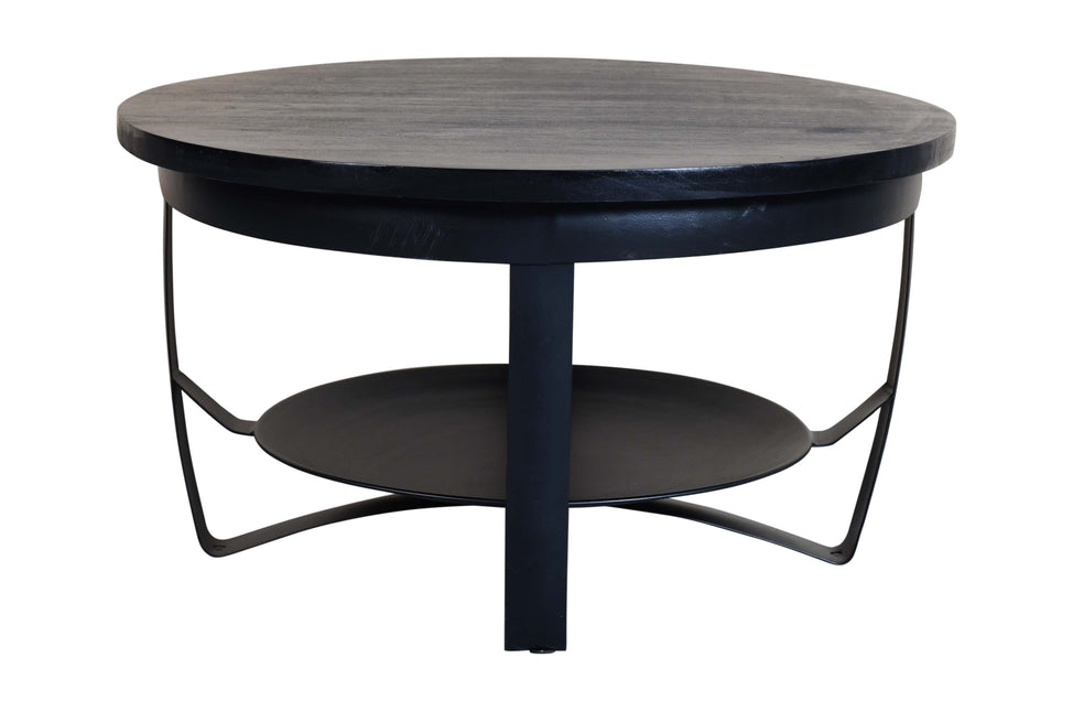 Salontafel rond mangohout Tycho zwart 70cm