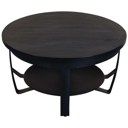 Salontafel rond mangohout Tycho zwart 70cm