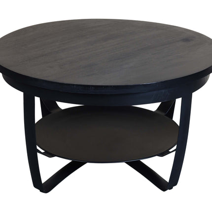 Salontafel rond mangohout Tycho zwart 70cm