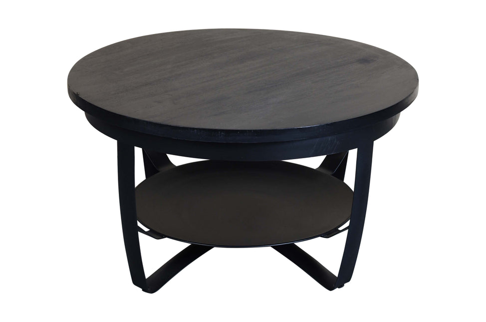 Salontafel rond mangohout Tycho zwart 70cm
