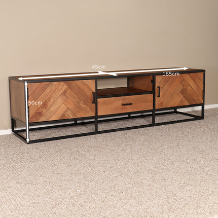 Tv meubel visgraat bruin mangohout 165cm Danae