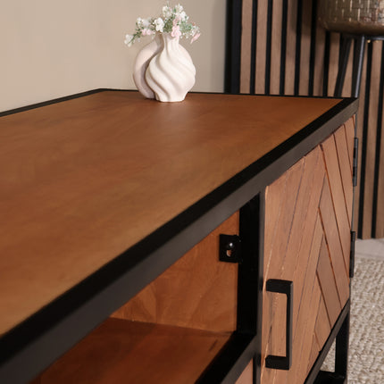 Tv meubel visgraat bruin mangohout 165cm Danae