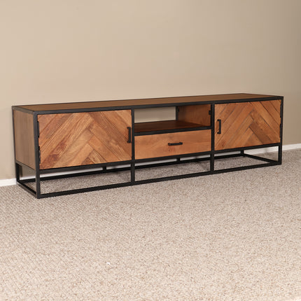 Tv meubel visgraat bruin mangohout 165cm Danae