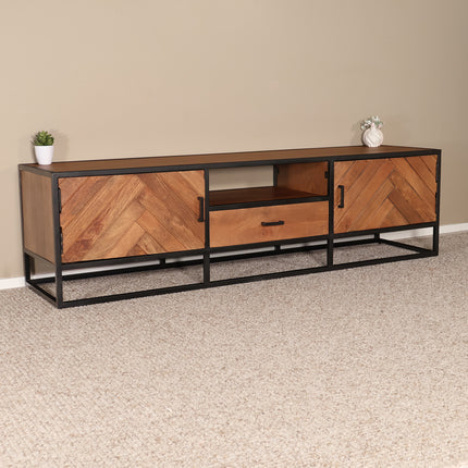 Tv meubel visgraat bruin mangohout 165cm Danae