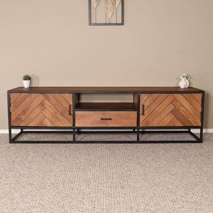 Tv meubel visgraat bruin mangohout 165cm Danae