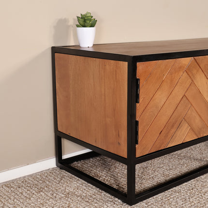 Tv meubel visgraat bruin mangohout 180cm Danae