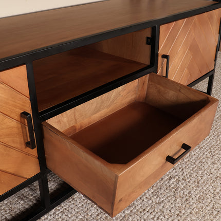 Tv meubel visgraat bruin mangohout 180cm Danae