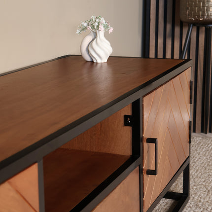 Tv meubel visgraat bruin mangohout 180cm Danae