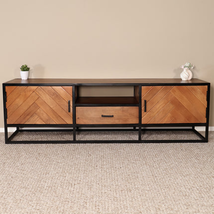 Tv meubel visgraat bruin mangohout 180cm Danae