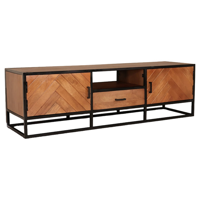 Tv meubel visgraat bruin mangohout 180cm Danae