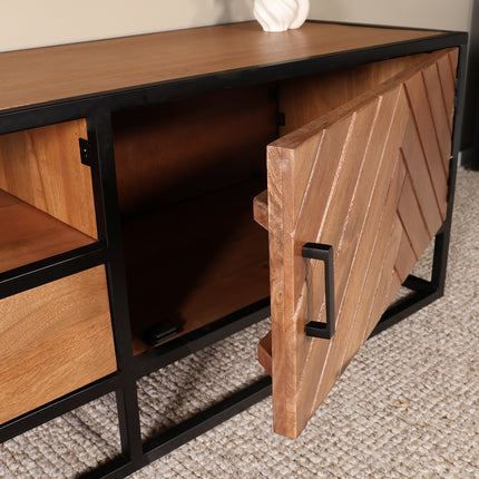 Tv meubel visgraat bruin mangohout 210cm Danae