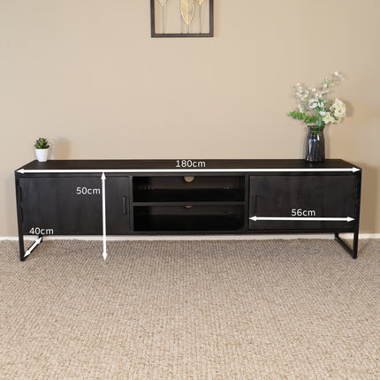 TV meubel zwart mangohout 180cm Liv