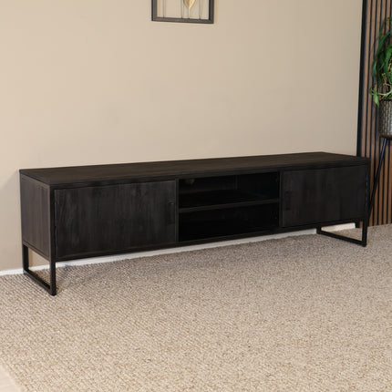 TV meubel zwart mangohout 180cm Liv