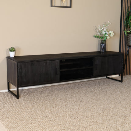 TV meubel zwart mangohout 180cm Liv