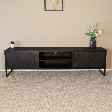 TV meubel zwart mangohout 180cm Liv