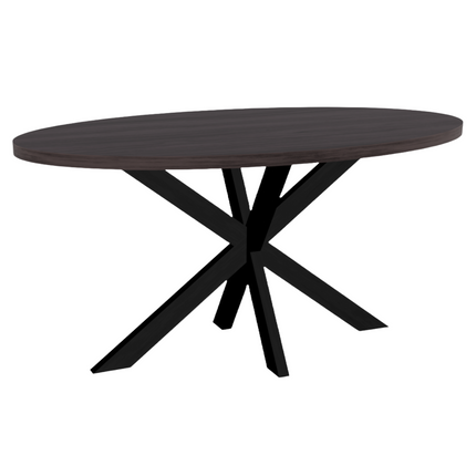 Eettafel Tommy ovaal 160cm eiken zwart melamine