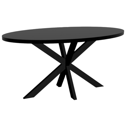 Eettafel Tommy ovaal 160cm zwart melamine