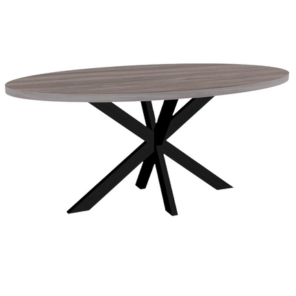 Eettafel Tommy ovaal 180cm grijs melamine