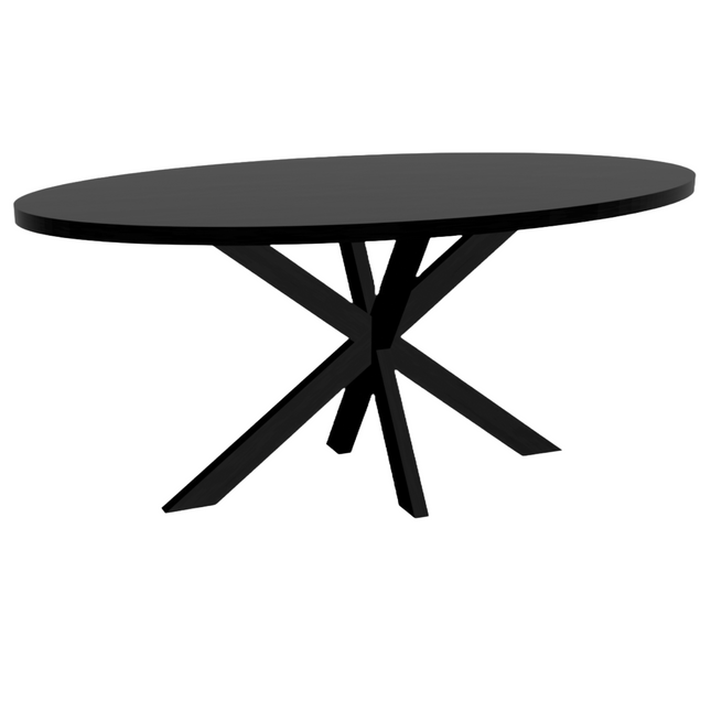 Eettafel Tommy ovaal 180cm zwart melamine