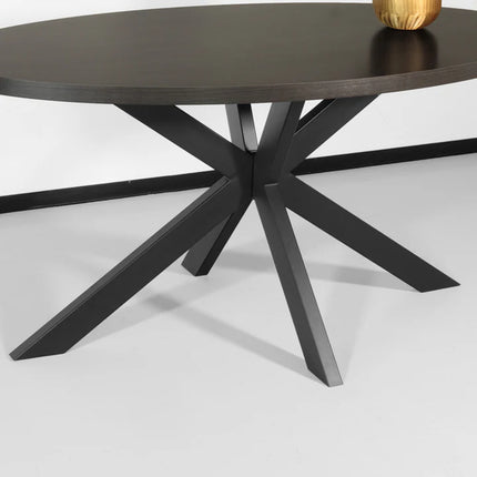 Eettafel Tommy ovaal 160cm eiken zwart melamine