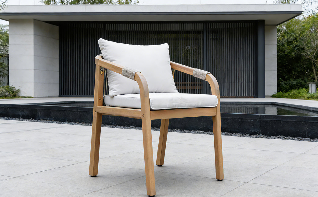 Tuinstoel beige acaciahout Denver