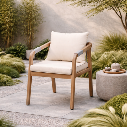 Tuinstoel beige acaciahout Denver