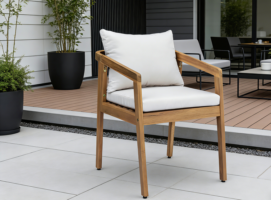 Tuinstoel beige acaciahout Savannah