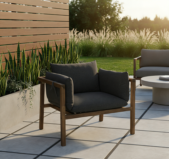 Tuinstoel antraciet acaciahout Xandra