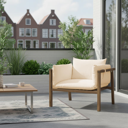 Tuinstoel beige acaciahout Xandra